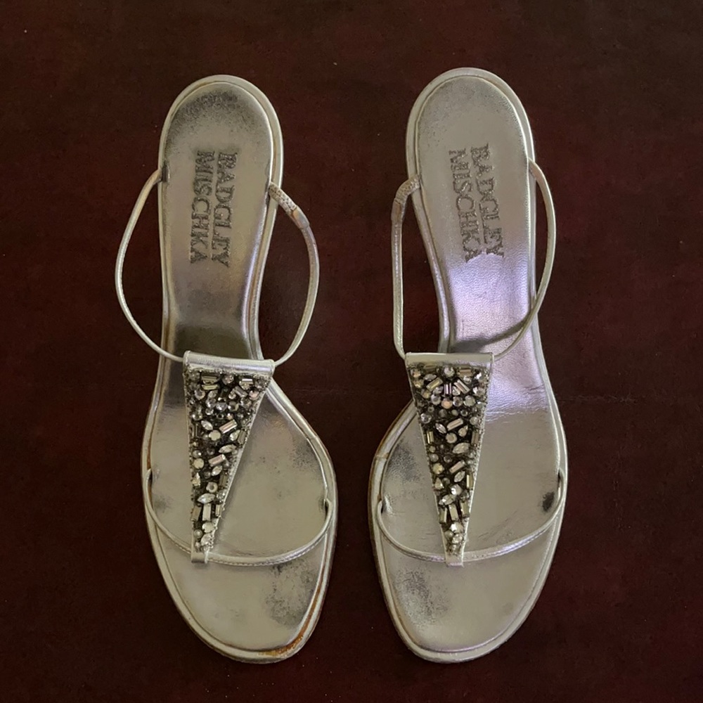 Badgley Mischka silver heels